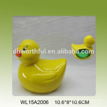 Cute yellow duck design ceramic sponge holder for kitchen